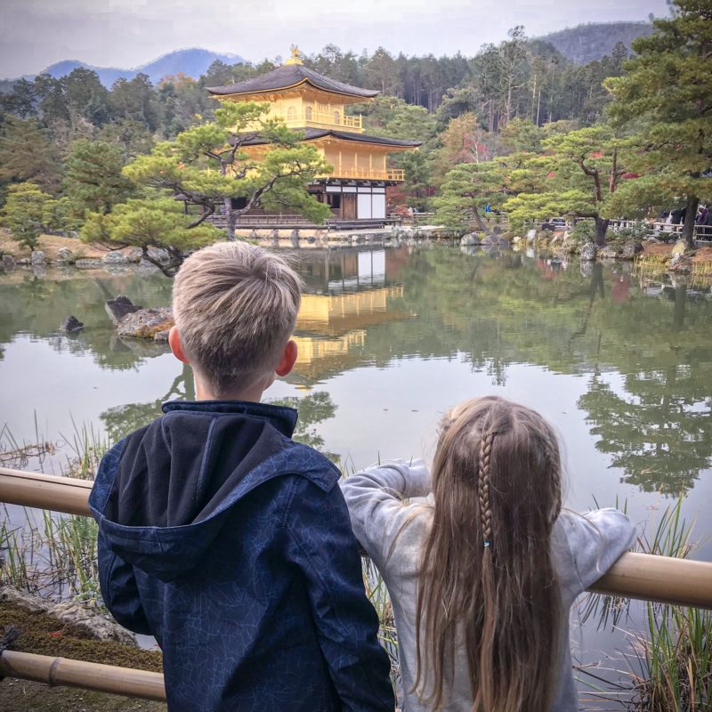 Kinkaku-ji with children